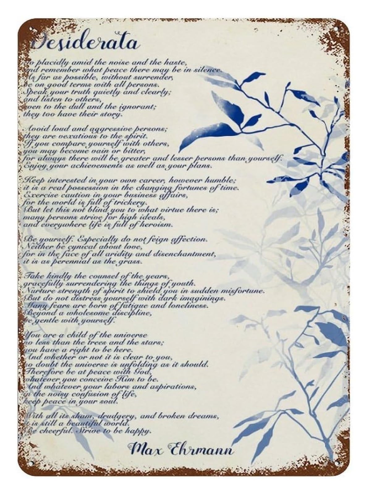 EKFBQBGW Inspirational Poem on White Vintage Metal Tin Sign Motivational Quote Wall-Art for Office Living Room Home Decor 8 X 12 inch