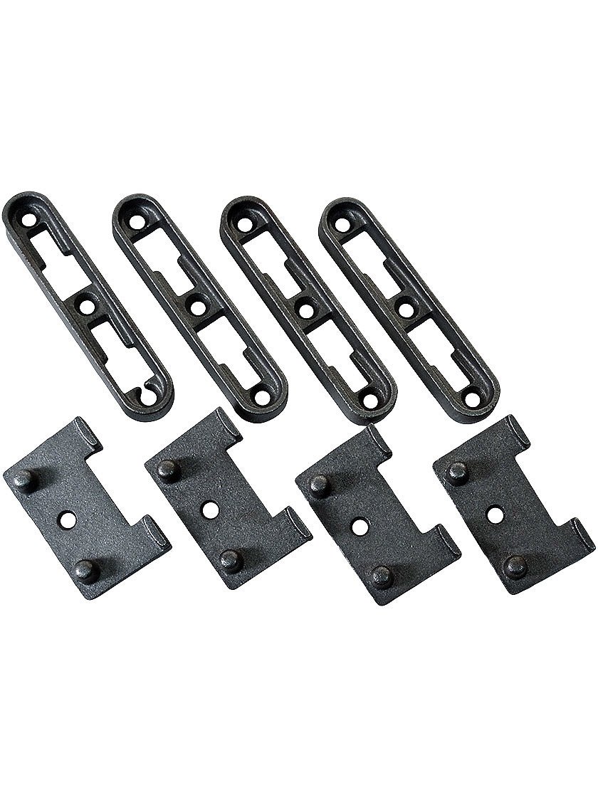 John Wright Company, Inc. Cast Iron Bed Rail Bracket Set Four 2 Part Fasteners