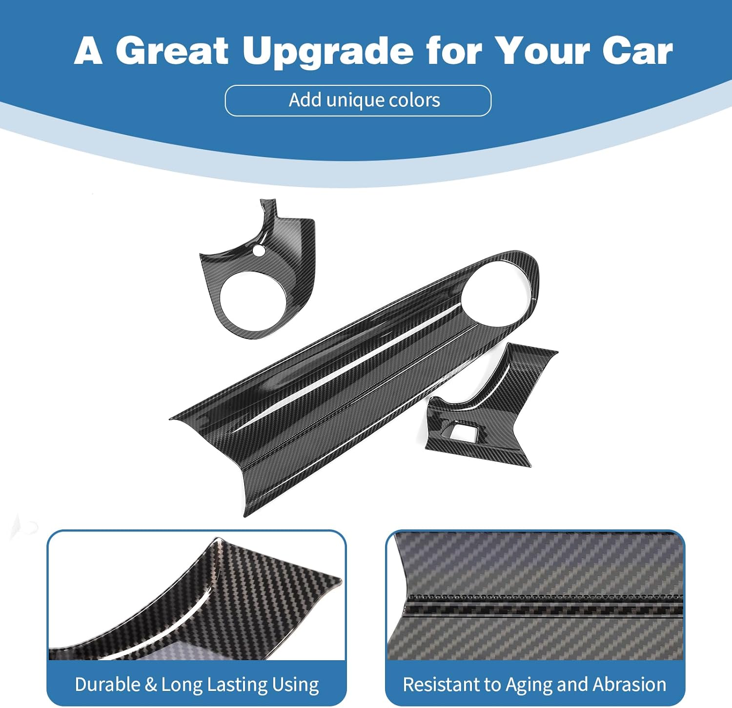 for Camaro Dashboard Panel Trim Cover Carbon Fiber for Chevrolet Camaro 2016 up Black Carbon Fiber Grain Interior Accessories 3pcs