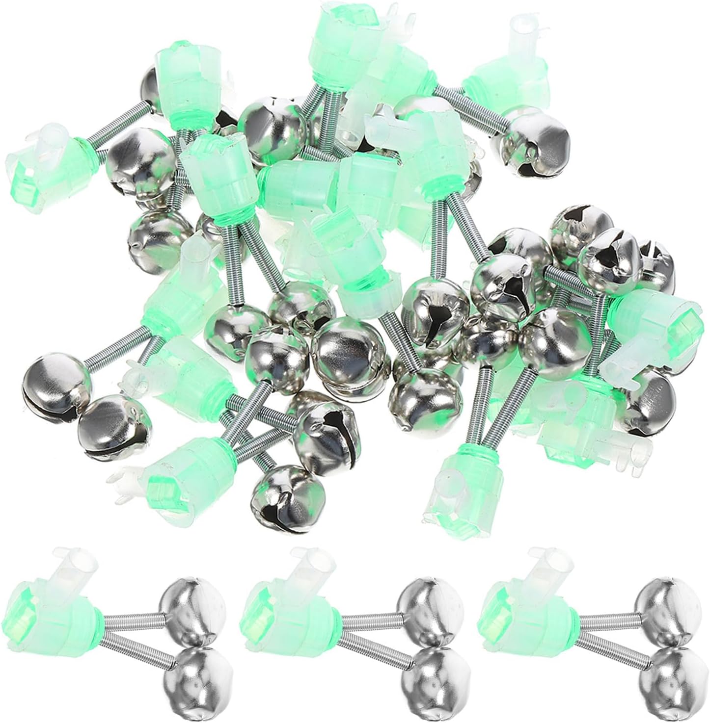 36pcs Fishing Alarm Bells for Rods High Sensitivity Bite Indicator with Dual Copper Bells and Spiral Clip for Fishing Poles Portable Fish Bite Alert for Night