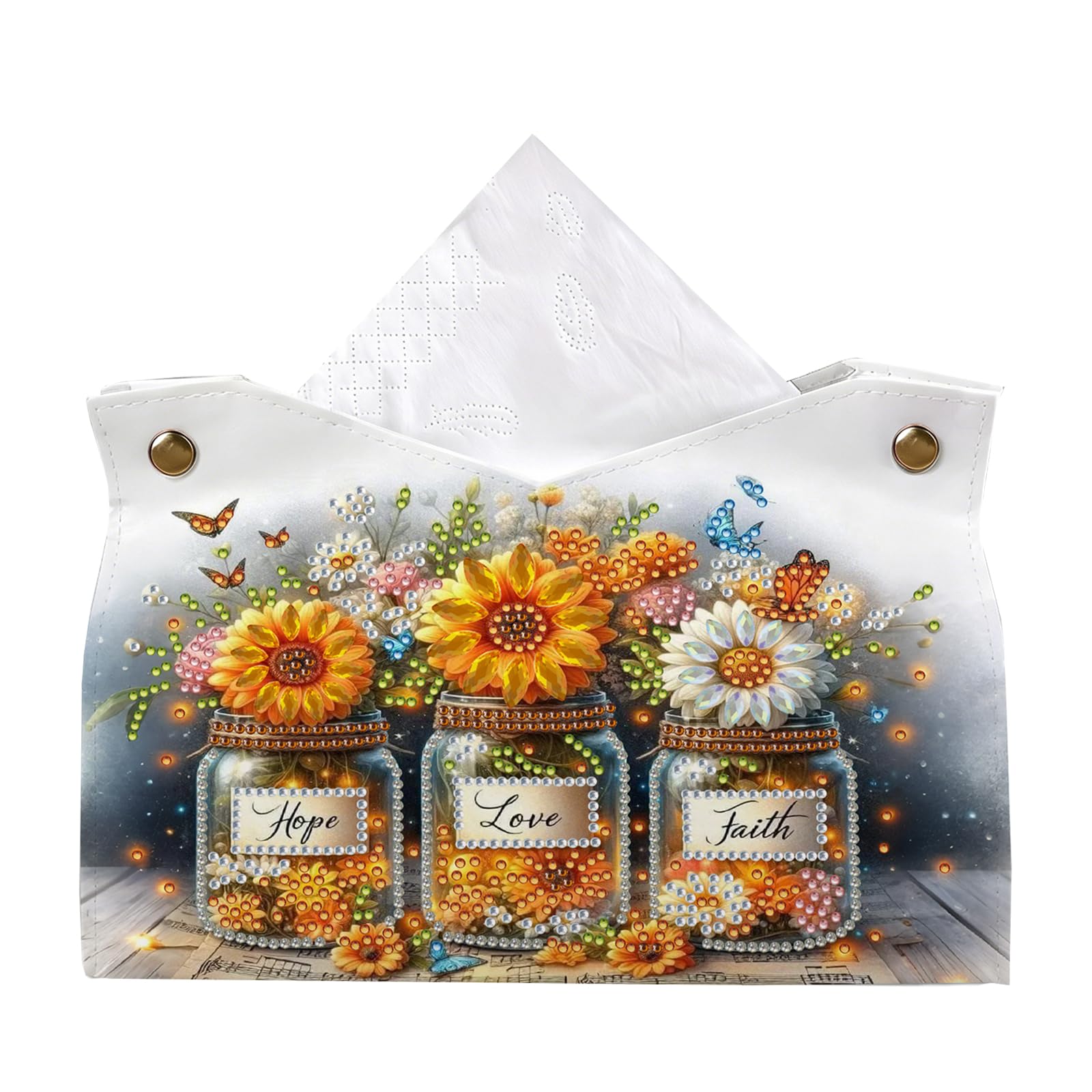 Poetrydraw Hope Love Faith Sunflower Jars Hope Love Faith Diamond Art Tissue Box For Adults