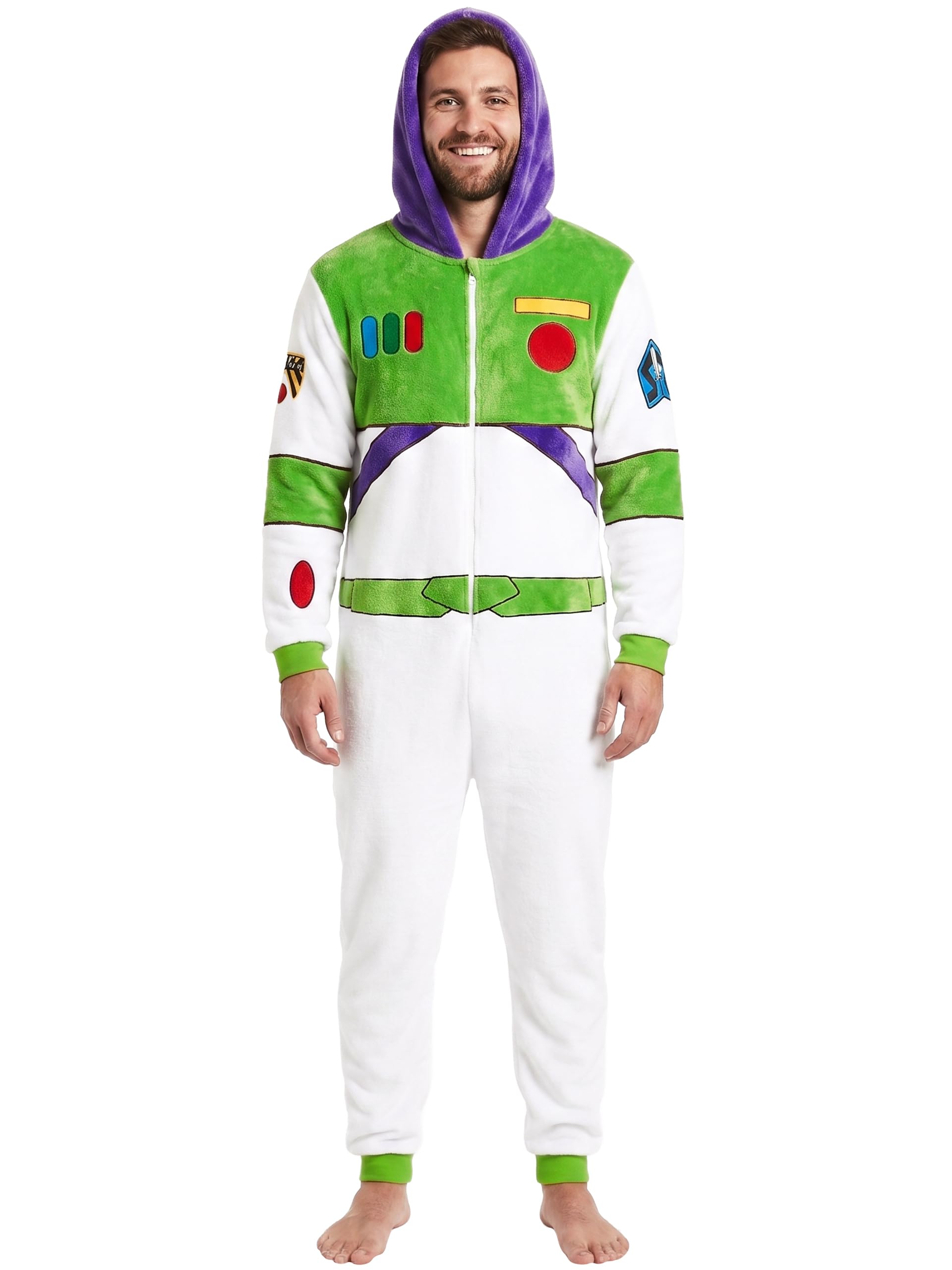 Disney Toy Story Buzz Lightyear Mens Onesie, Size Small To XXL | Warm And Cosy Fleece, Buzz Lightyear Space Suit, Disney Onesies For Men, Novelty Onesie For Lounging, Halloween And Christmas