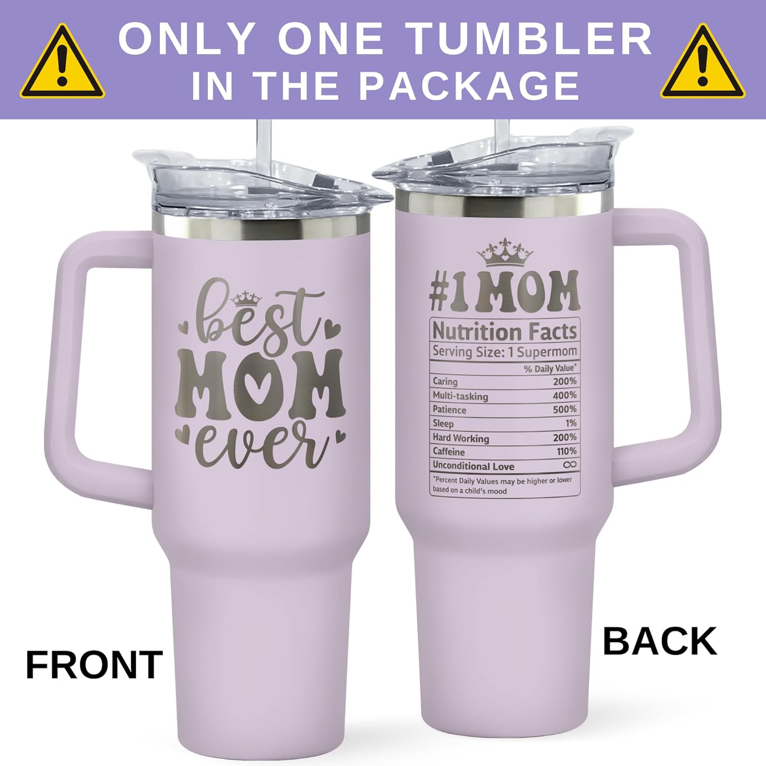 KatAndNat Gifts for Mom from Daughter, Son, Kids - Birthday, Valentines, Christmas, Mothers Day Gifts for Mom - Mama Mother Cup for Women - 40 Oz Purple Stainless Steel 2-sided Tumbler with Lid
