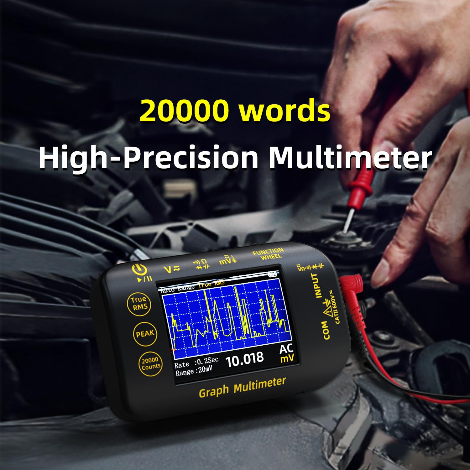BSIDE Portable Multimeter 20000 Word mV Voltmeter Rechargeable Compact Multimeter 2.8'' Color Screen Electrical Tester With Recording Mode Measure Resistance Capacitance Diode Max Min Ave Calculation - Image 2