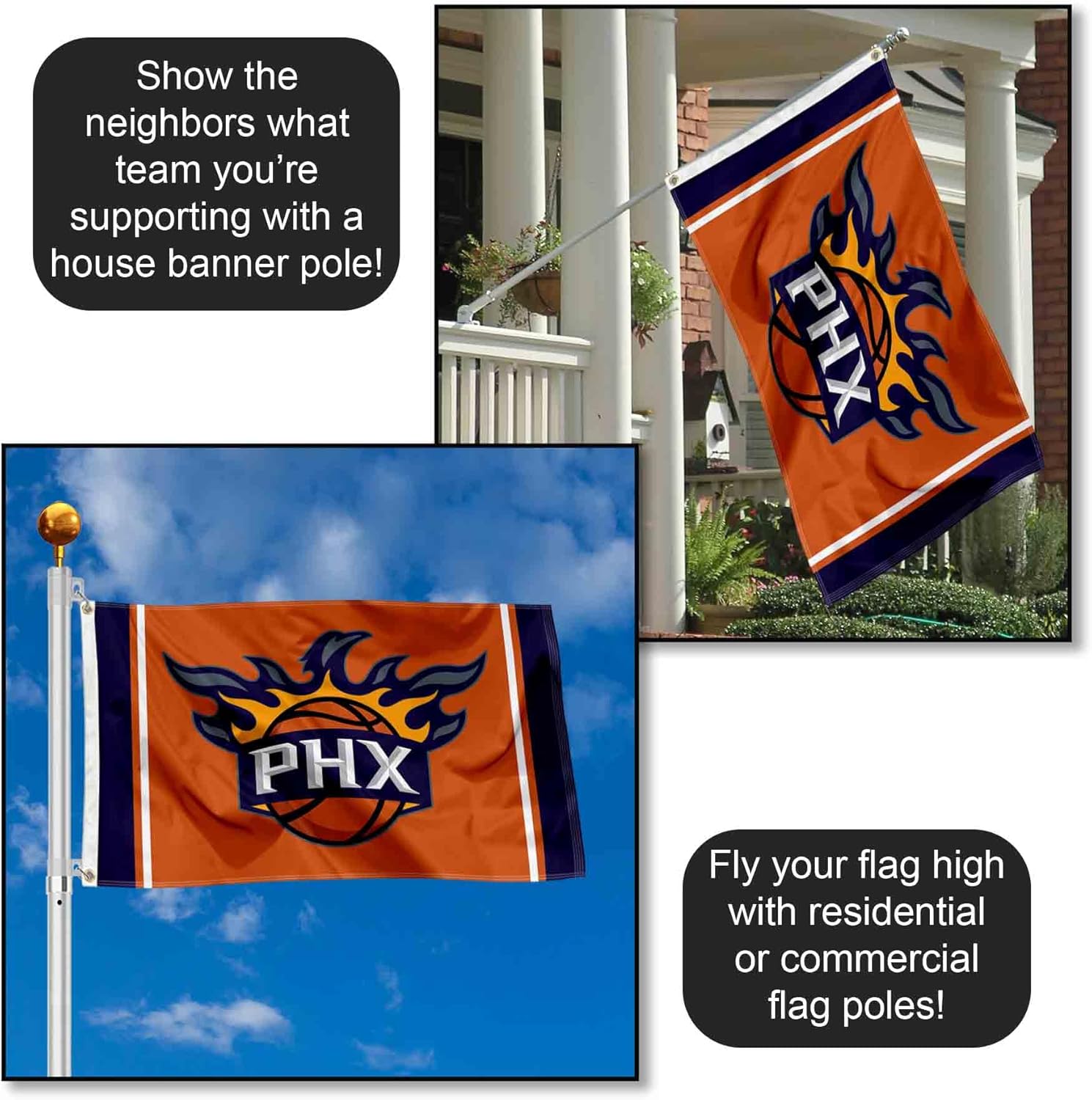 Phoenix Suns Orange Outdoor Large Grommet Flag - Image 3