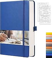 Vista 21 de EMSHOI - Cuaderno de puntos, 256 páginas A5, cuadrícula de puntos, papel grueso de 120gsm, 16 páginas perforadas, piel sintética suave, bolsillo