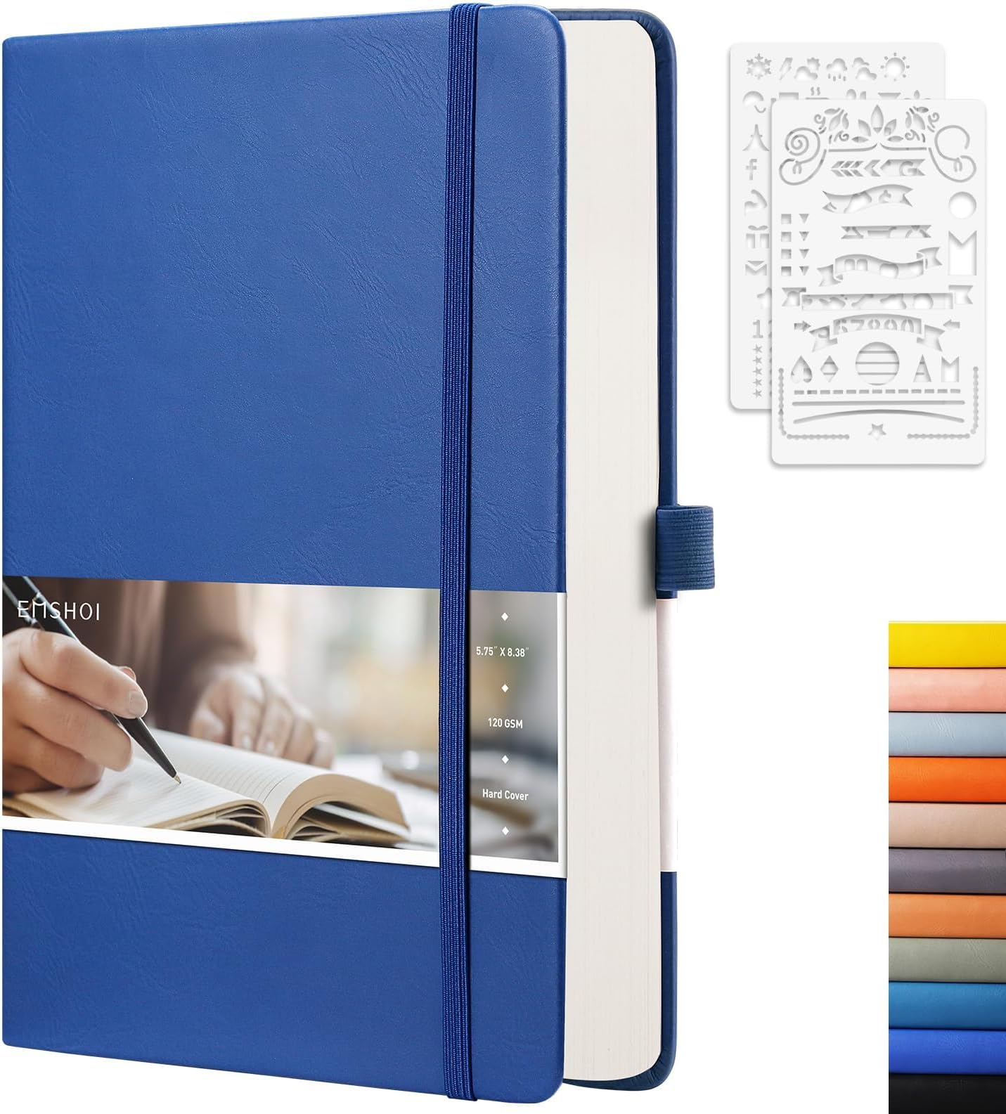 EMSHOI A5 Dotted Grid Notebook - 256 Pages, 120gsm 5.75in X 8.38in - Blue