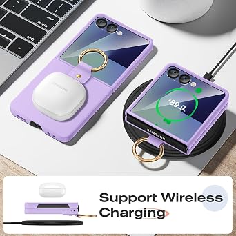 Ruky Case for Z Flip 7, with Built-in Outer Screen Protector, Purple