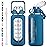 kytffu 64oz Glass Water Bottles with Straw, Half Gallon Motivational Glass Bottle with Silicone Sleeve and Time Marker, 2L Leakproof Large Glass Water Jug for Gym Home Office,Iron Blue