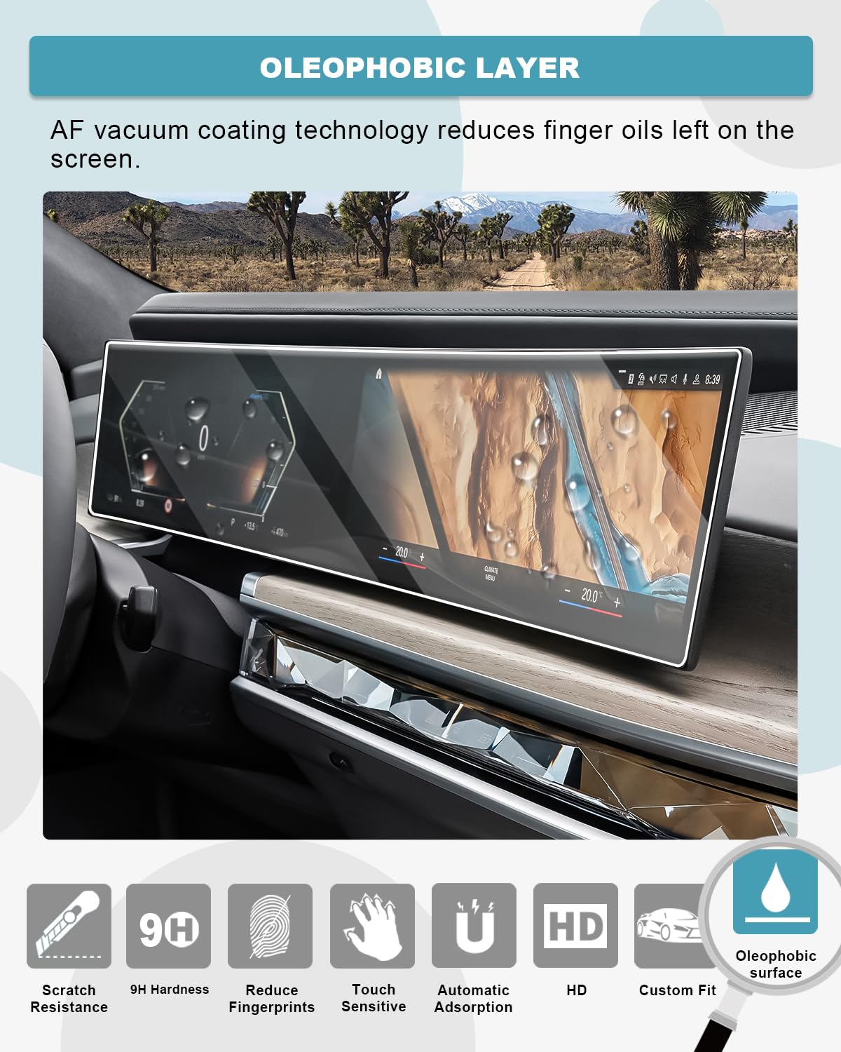 LUWU Displayschutzfolie Aus Gehärtetem Glas Für BMW IDrive 8 Navi – 12,3 Zoll, 9H Härte