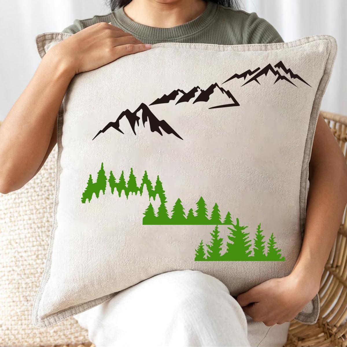 50-Pack Mountain Stencils for Painting on Wood Burning Patterns Pine Tree Stencils Nature Stencil Christmas Tree Paint Template on Art Craft Canvas Wall Fabric Rock