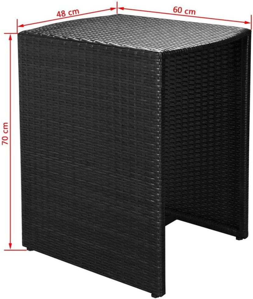 vidaXL Patio Dining Set 3 Piece, Patio Furniture Set, Outdoor Table Set with Glass Tabletop, Rattan Chair with Cushions for Garden, Poly Rattan Black