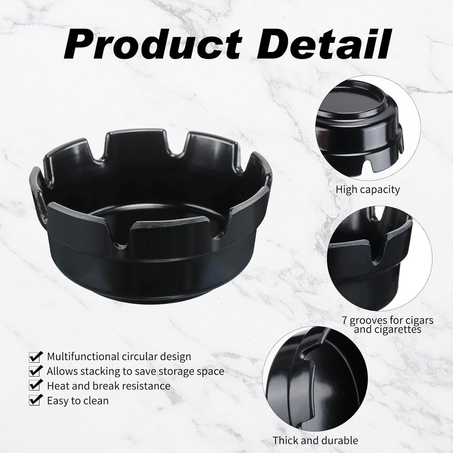 Reginary 24 Pieces 4" Ashtrays Bulk Round Melamine Ash Tray Black Red Outdoor Home Ashtrays for Patio Restaurant Kitchen Table Indoor Decoration