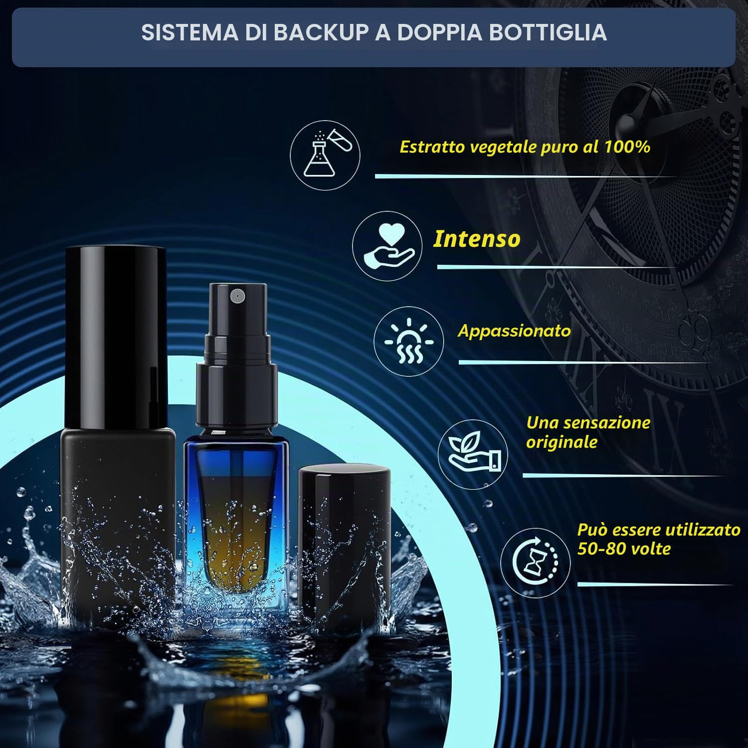 Set di 2 spray ritardante naturale per uomo, formula vegetale per controllo della sensibilità, aiuto alla prolunga, senza intorpidimento, migliora la resistenza e il piacere