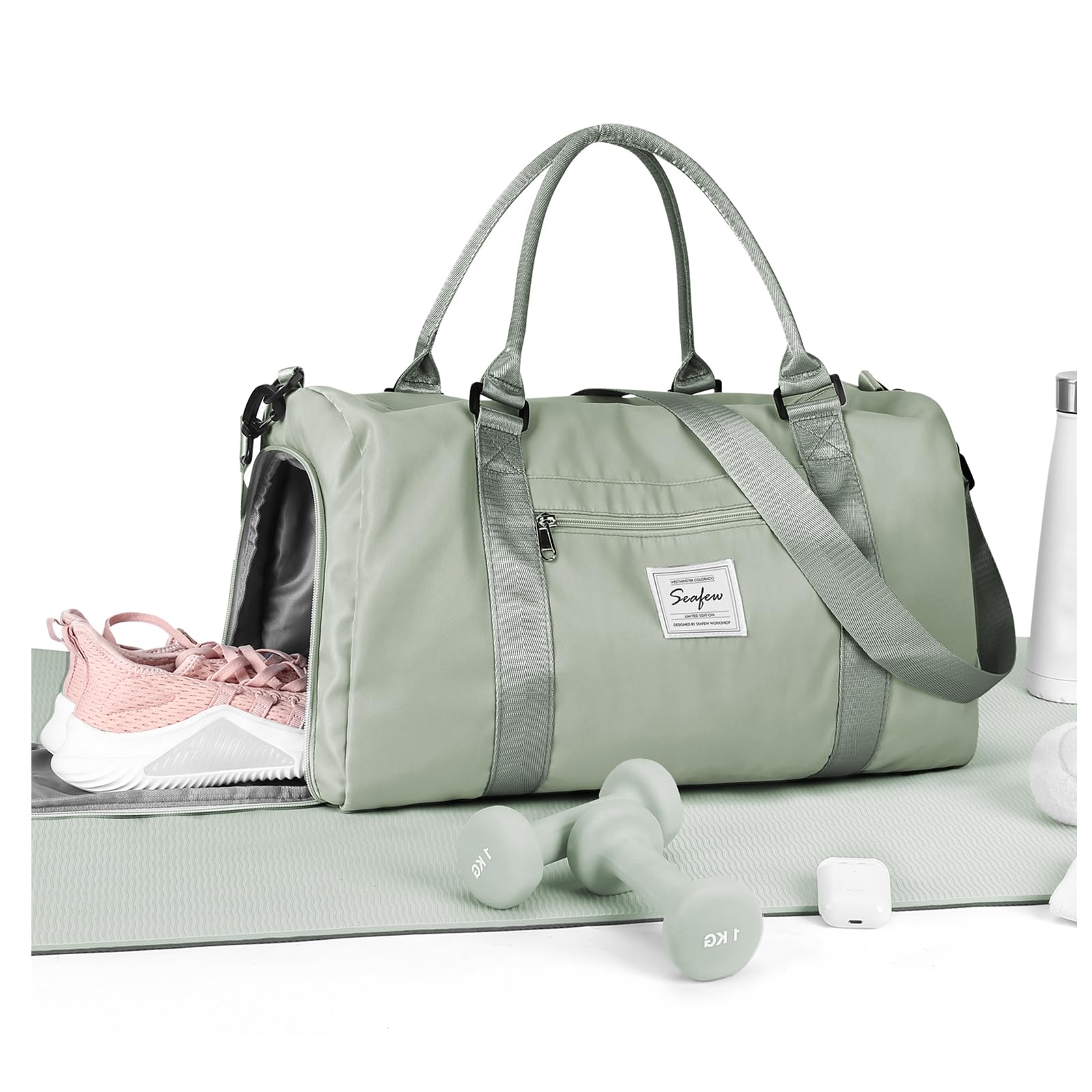 Gym Bag Womens Mens with Shoes Compartment and Wet Pocket Travel Duffel Bag for Women for Plane Sport Gym Tote Bags Swimming Yoga Waterproof Weekend Overnight Carry on Bag Hospital Holdalls