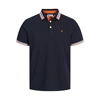 JACK & JONES Polo Uomo, Nero Navy/Dettaglio: Neon