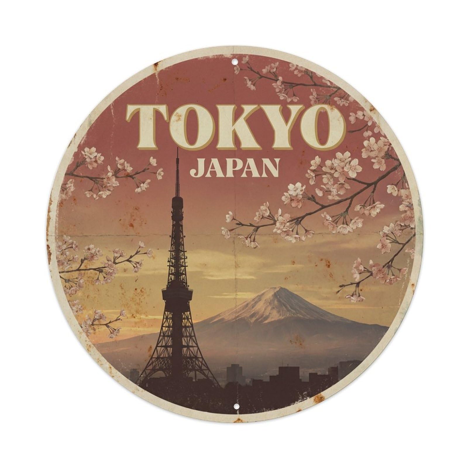 Vintage Travel Japan Tokyo Metal Tin Sign