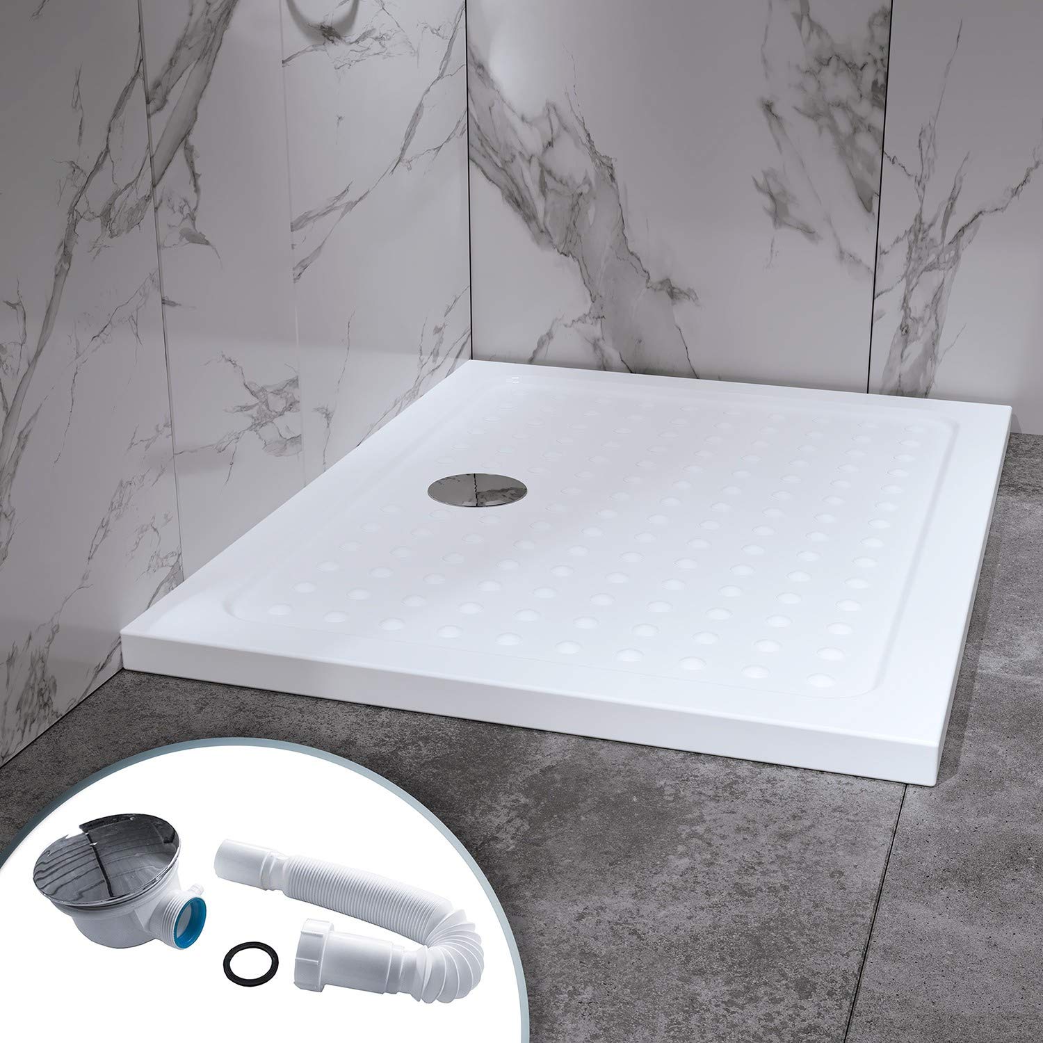 SANA Receveur de douche blanc 90 x 120 cm + siphon inclus