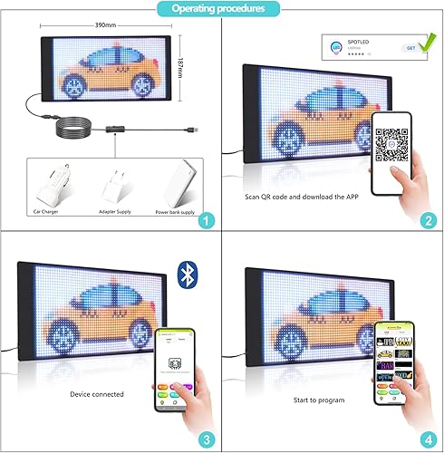Miniatura 7 de Leadleds Panel de matriz LED programable Bluetooth de 5 V, tablero de mensajes de desplazamiento flexible alimentado por USB con texto y animación