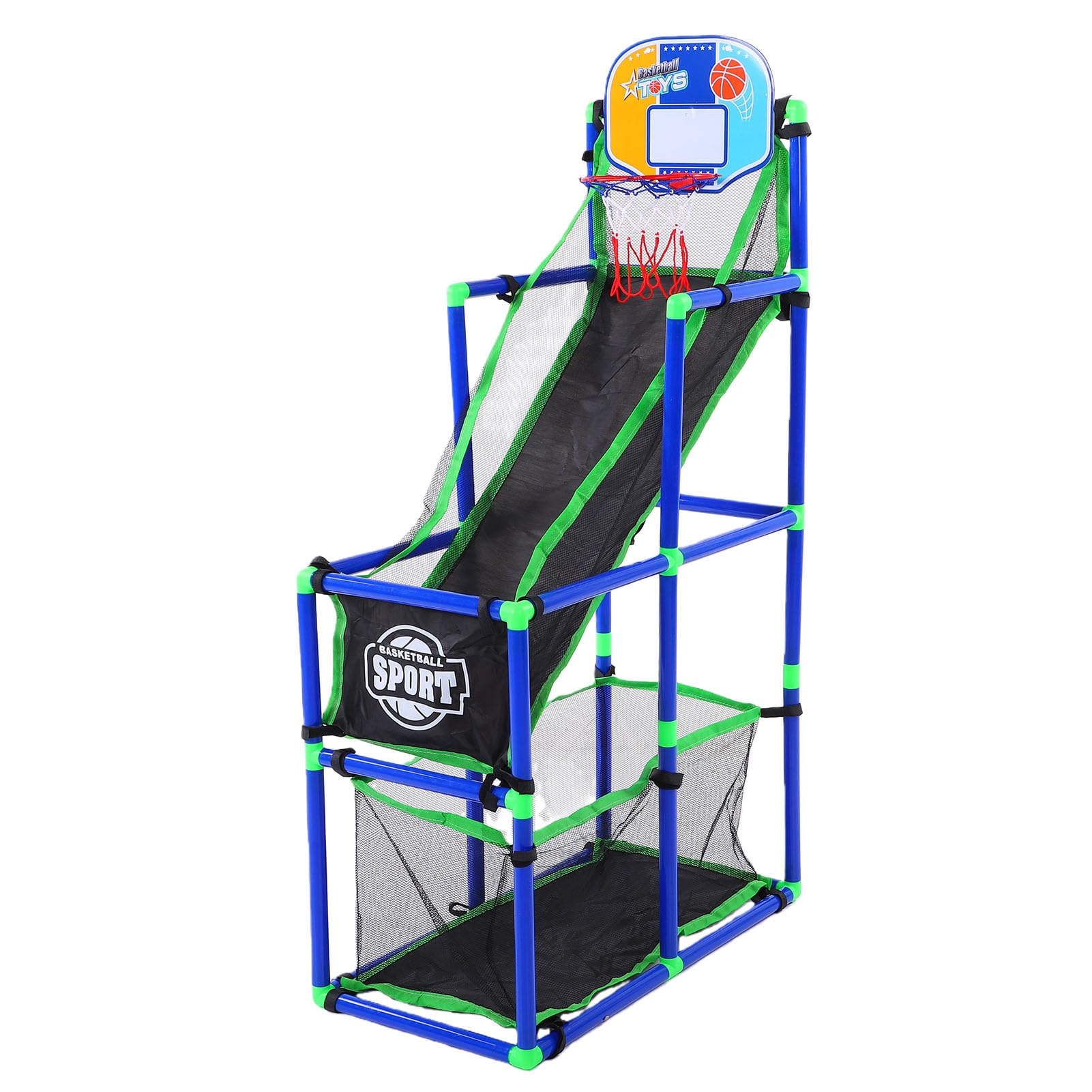 RiToEasysports Obręcz do Koszykówki dla Małych Dzieci, Plastikowy Zestaw do Gry w koszykówkę z łatwą instalacją, 67 X 36 X 128 Cm, Zawiera Obręcz i Piłki, Zabawy na świeżym Powietrzu w Sypialniach