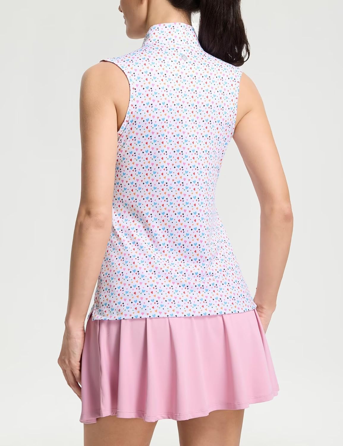 M MAELREG Golf Shirts for Women Sleeveless Collared Zip Up Patterns Polo Moisture Wicking Dry Fit Lightweight Tennis Tank Top
