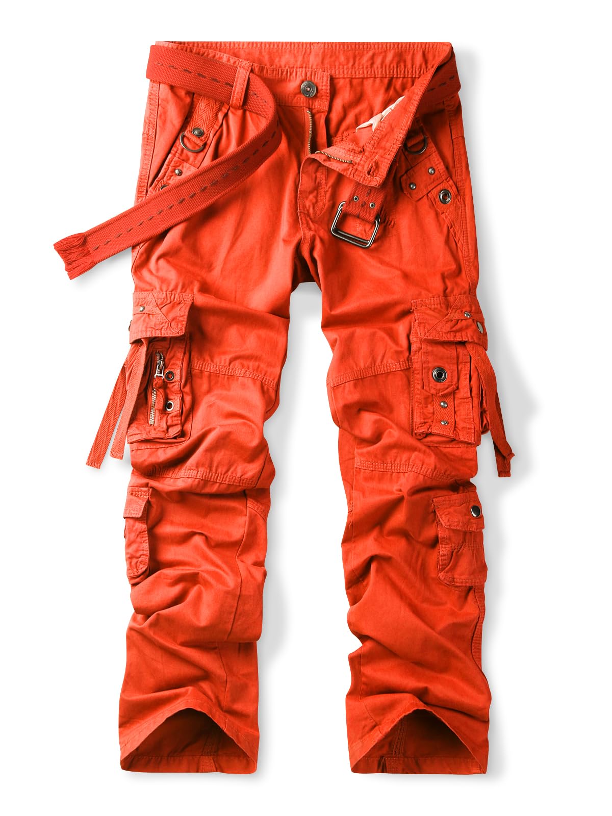 OCHENTA Mens Cotton Casual Baggy Cargo Work Travel Pants with Multi Pockets Relaxed Loose Fit No Belt