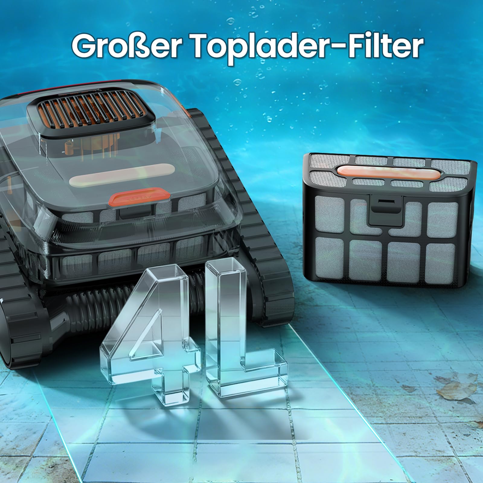 Pool-Royal Poolroboter PR10 Limited Design Edition Akku, Model 2026, Poolsauger, Autoparken und Wandklettern 3 Motoren 120 Minuten Batterielaufzeit für Schwimmbecken Boden, Wand, Wasserlinie