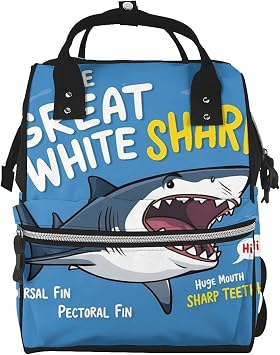 Great White Shark For Waterproof Diaper Bag Mommy Backpack, MenS And WomenS Travel Bag