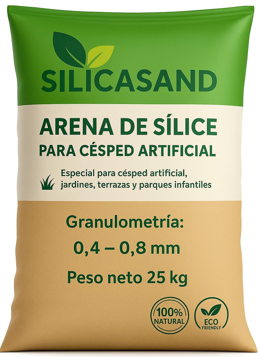 Genérico SilicaSand - Arena de Sílice para Césped Artificial | Sacos Arena 25 kg para Pavimentos Deportivos | Granulometría 0,4-0,8 | 1 Saco de 25 kg