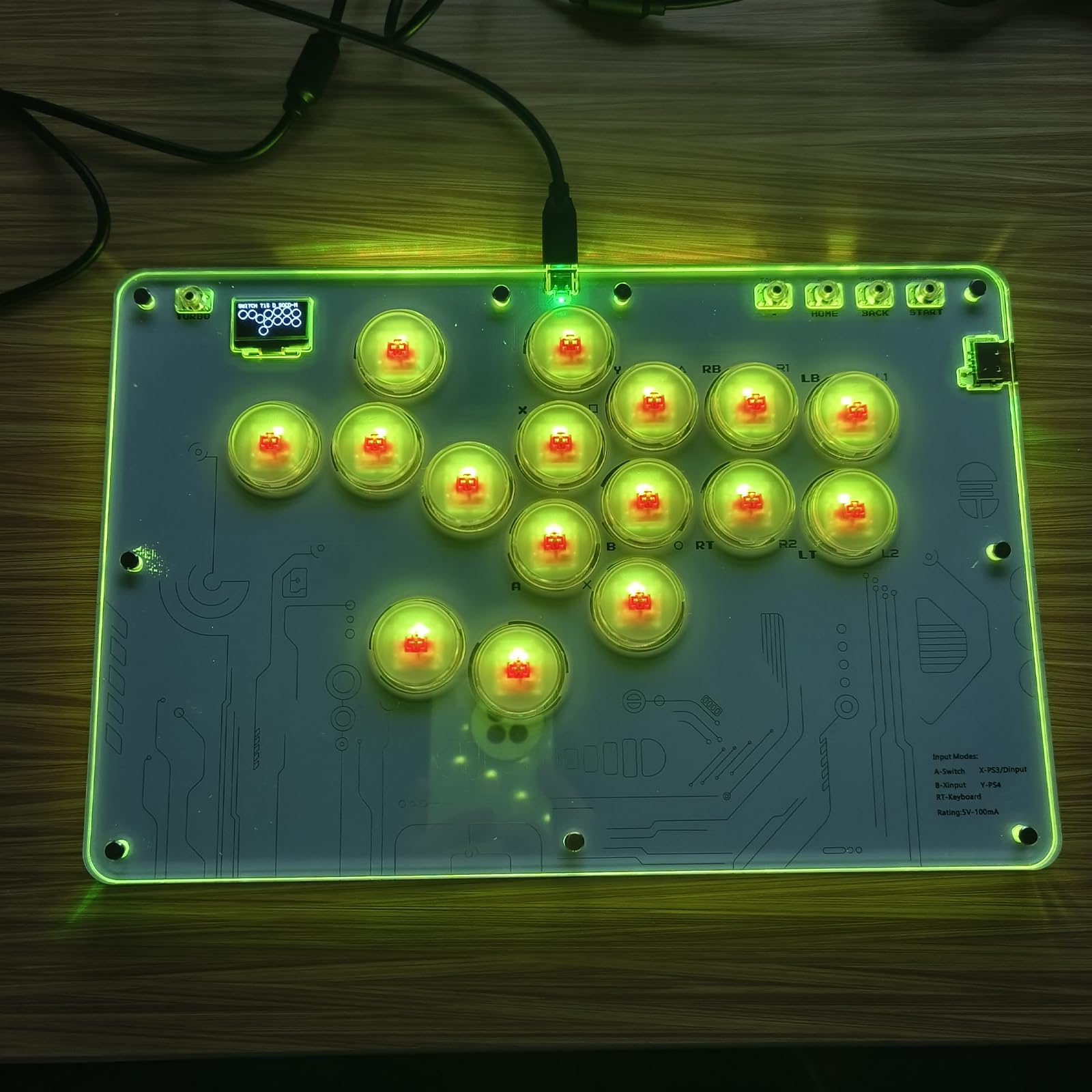 Controller Arcade per PS 5 Slim Pro 16 tasti con Turbo RGB