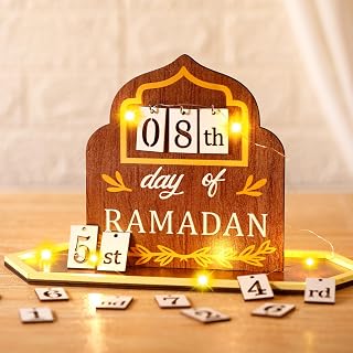 Ramadan Advent Calendar Wooden Countdown Calendars Decorations for Home, 30 Days Til Eid 2025, Ramada Gift Muslim Islamic Decorations Ramadan and Eid Decor