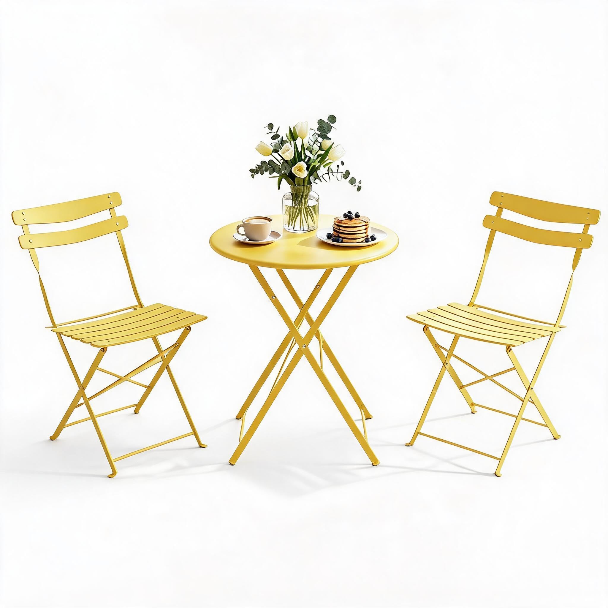 Aptliton 3-Piece Patio Bistro Set for Outdoor, Folding Patio Furniture
