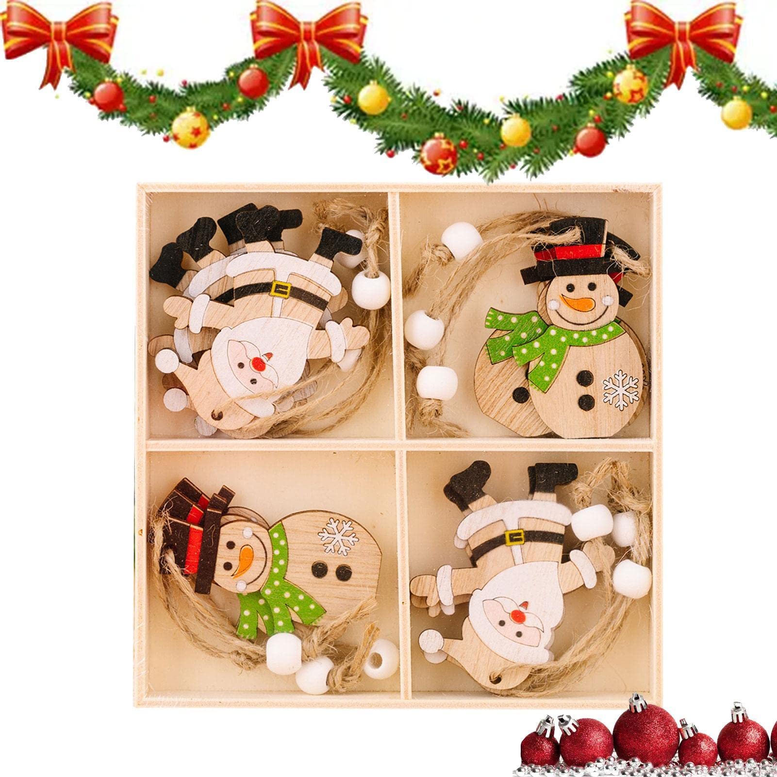 MFGMF Christmas Decorations for Tree, Snowman Santa Elk Angel Ornaments for Christmas Tree, Christmas Hanging Wooden Ornaments for Christmas Tree Decorations, Holiday Party Favor