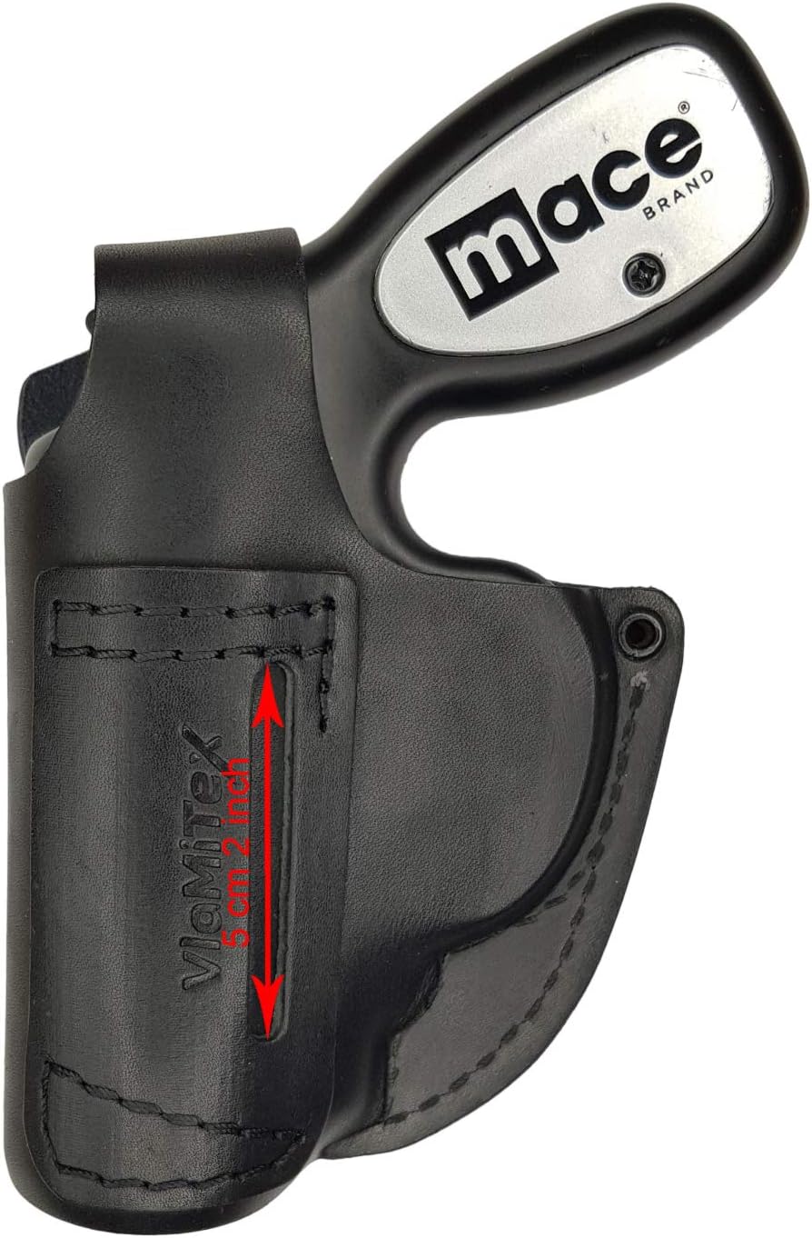 VlaMiTex B21 Leather Holster Fits Mace Pepper Spray Gun Black
