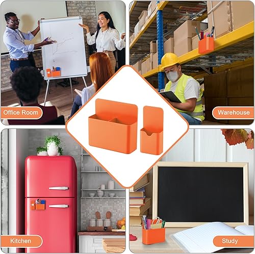 Miniatura 21 de Soporte magnético para bolígrafo, paquete de 2 soportes magnéticos de borrado en seco con compartimentos generosos, marcador de almacenamiento Verde