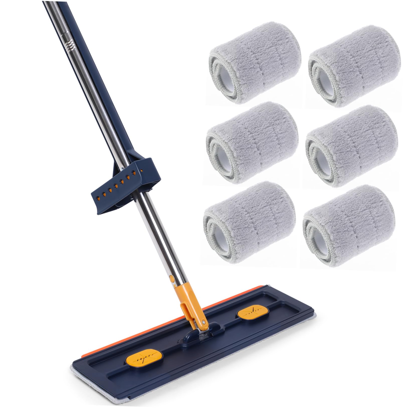 Fregona Plana sin Lavado 1 Unidad 6 Almohadillas de Microfibra Azul Absorbente para Limpieza de Suelos Hogar Baño Fácil Uso y Almacenamiento Compacto
