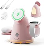 ZEEHOO 4 in 1 Wireless Charging Station for Apple,Mag-Safe Charger with Dimmable Light,Qi2 15W Phone Stand Fast Wireless Charger for iPhone 17,16,15,14,13,12 & AirPods& iWatch (30W Adapter) (White)