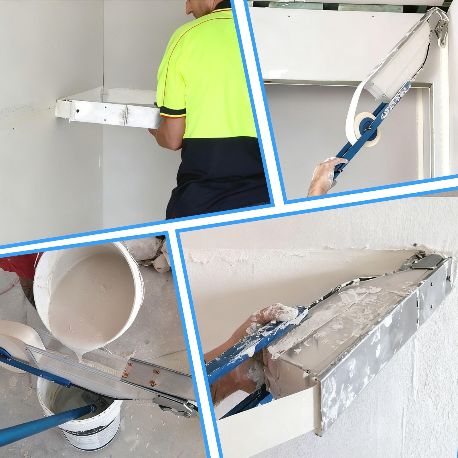 Trockenbau-Kegelwerkzeug, Handbuch für DIY-Projekte, 2-in-1-Klebeband und Schlammapplikator, 2,5 l glattes Finishing-Werkzeug, Acryl- und Edelstahl-Konstruktion