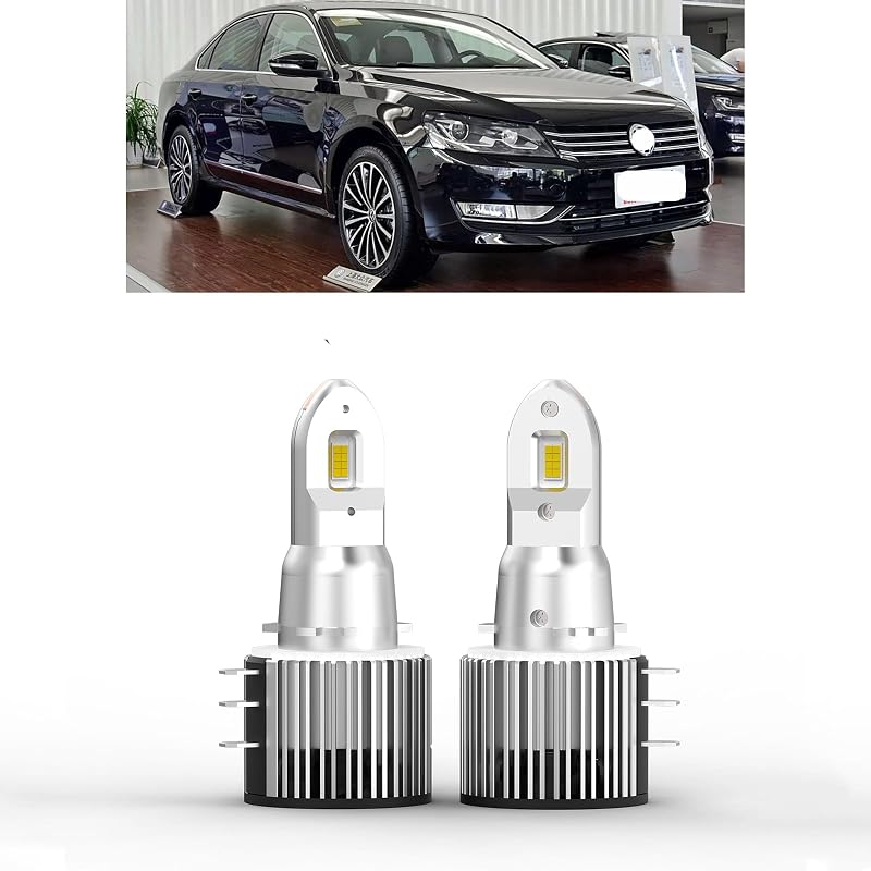Lâmpadas LED H15 para farol alto e luz diurna KITOCARTOP 6000K para Volkswagen Golf, GTI, R, Tiguan, Touran e T-ROC – Par