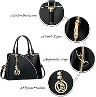 Vista 3 de KKXIU Monederos y bolsos de mano con triple compartimento para mujer, bolso de mano con asa superior 2-negro