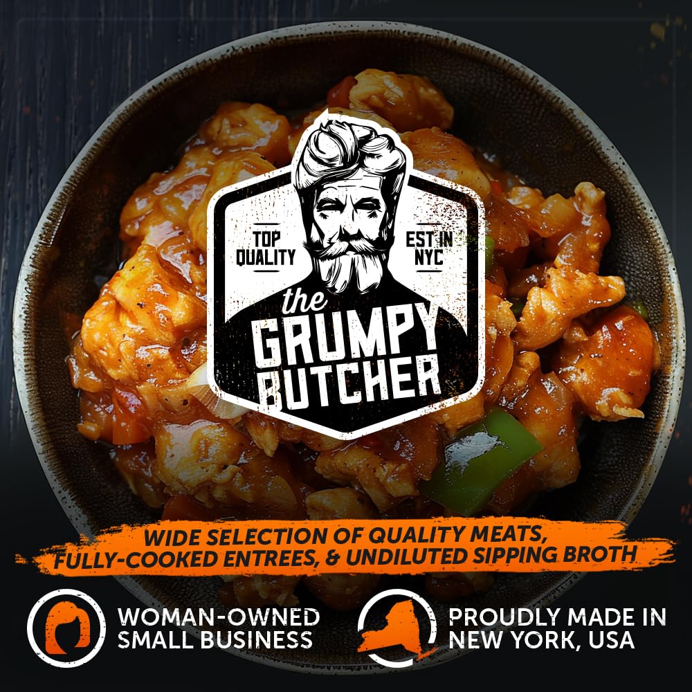 Grumpy Butcher Chef-Crafted Gourmet Meals - Chicken Lo Mein Noodles & Vegetables, 4-pack (14 oz each) - Asian Food Prepared Meals & Entrees