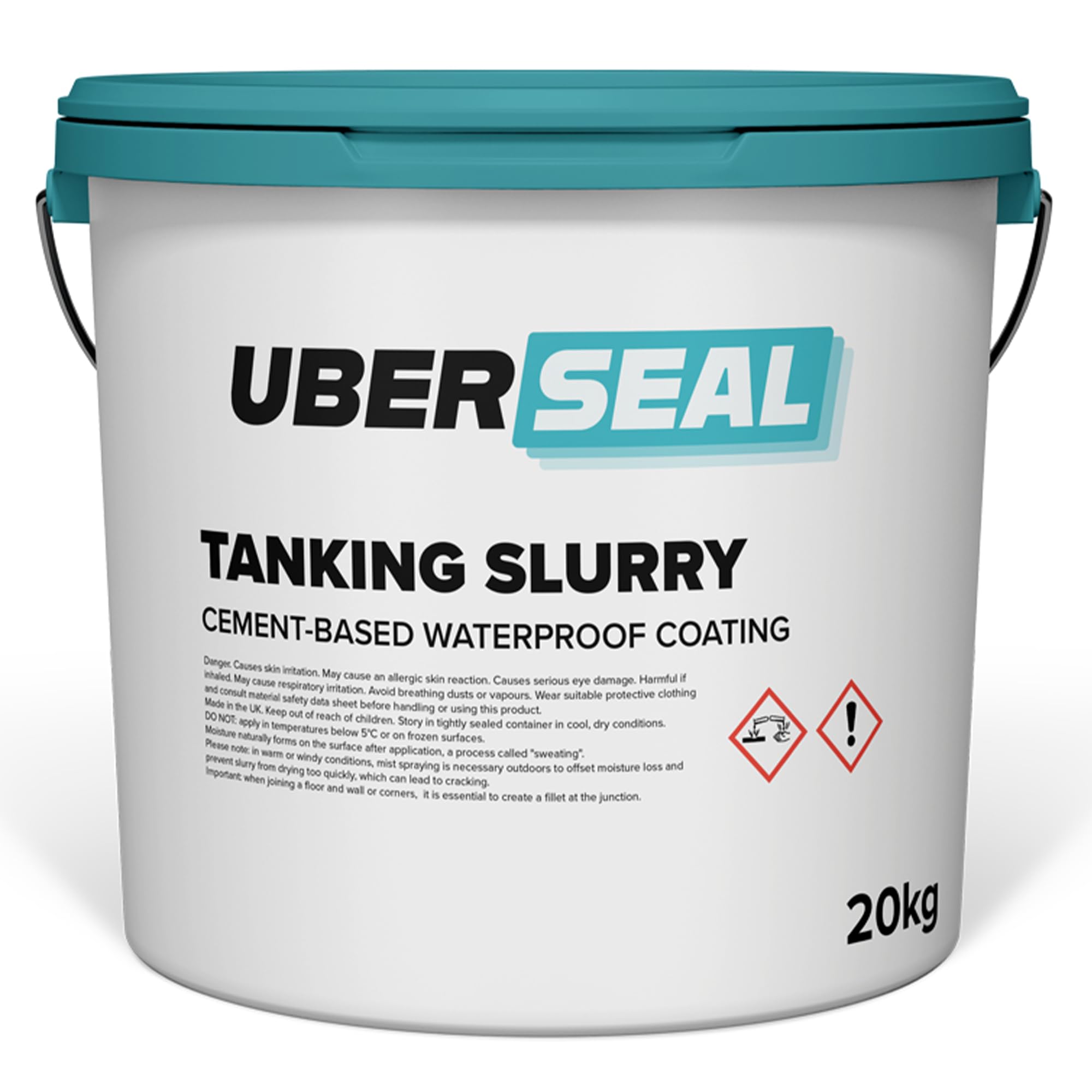 Uberseal Tanking Slurry – Waterproof Coating for Brick, Block & Concrete Walls – Basement, Cellar & Below Ground Damp Proofing – Easy Brush, Roller or Spray Application – 20kg