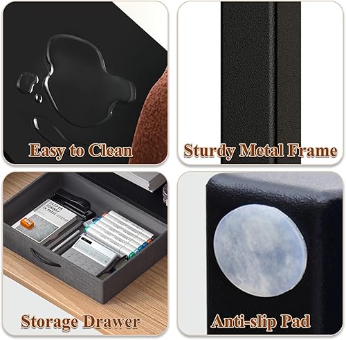 Miniatura 5 de MARTY Soporte de impresora con cajón de almacenamiento para escritorio, soporte de impresora de escritorio de 2 niveles, organizador para oficina en