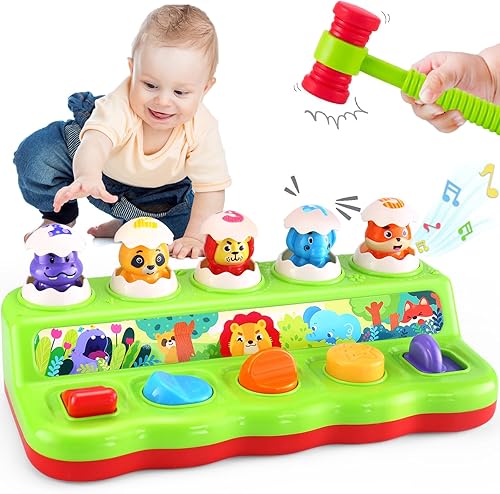 Yerloa Juguetes desplegables para niños de 1 año, juguetes de Pascua para niños pequeños de 1 a 3 años, juguetes musicales iluminados para bebés de