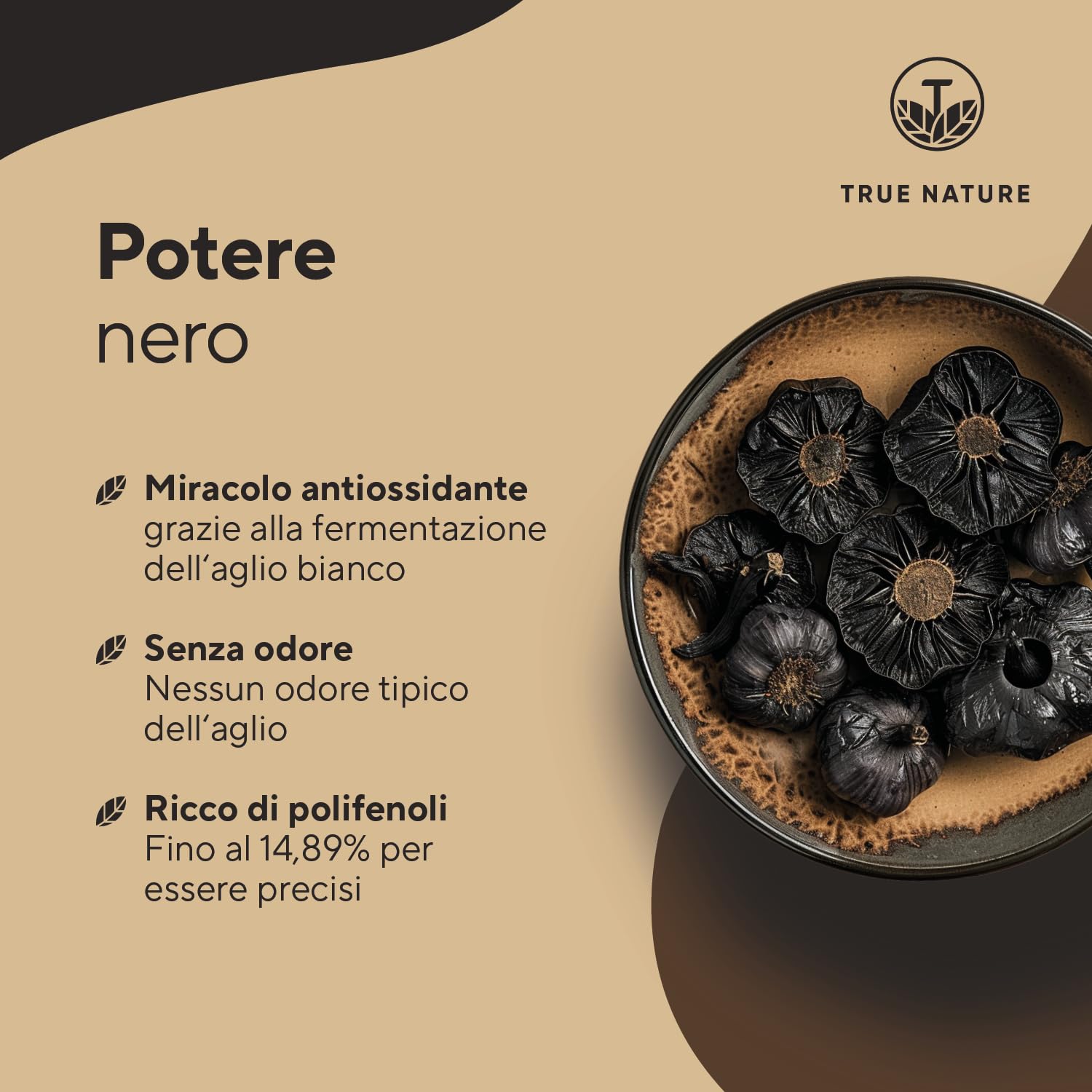 Aglio nero fermentato – 360 capsule – 22.500mg dose giornaliera (Estratto ad alto dosaggio) – Con S-allilcisteina naturale (SAC) e 14,89% di polifenoli – Aglio nero capsule – Vegano – TRUE NATURE