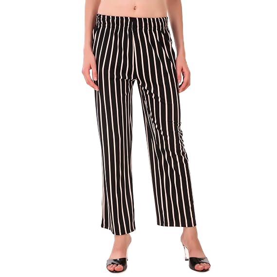 DELEXO The Black Striped Palazzo Pants 