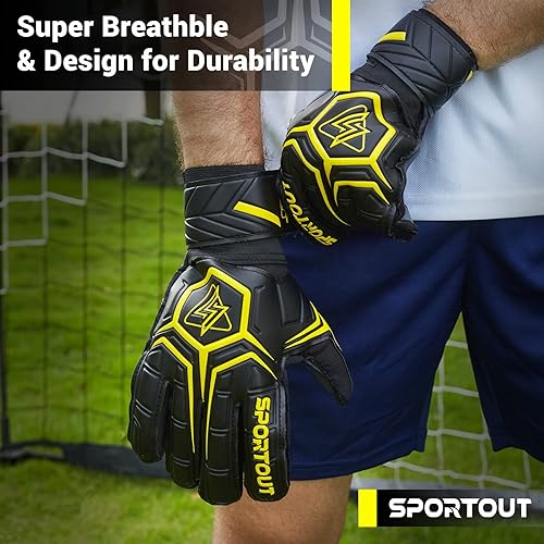 Miniatura 3 de Sportout Guantes de portero, guantes de portero con protección para los dedos, guantes de fútbol, guantes de portero de fútbol transpirables, látex