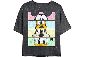 Disney Characters Crew Women's Mineral Wash Short Sleeve Crop Tee