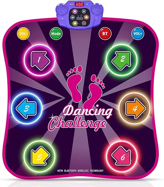 HahaGift Light-up Bluetooth Dance Mat, 6 Light-Up Buttons & 5 Game Modes Toys for Kids Christmas Birthday Gifts Ages 3-10