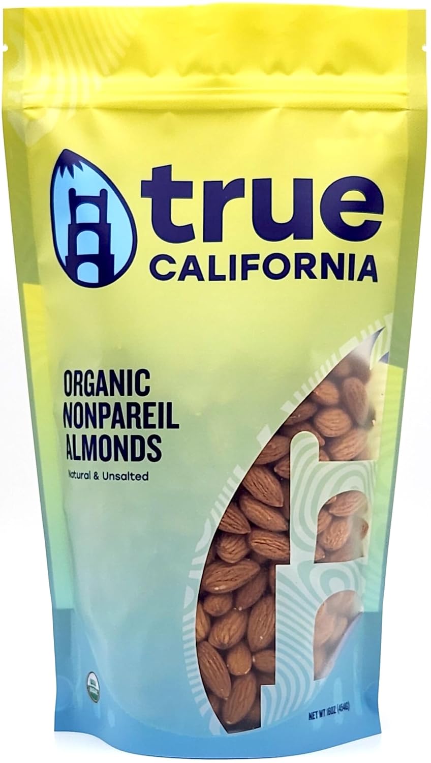 True California Organic Nonpareil Almonds (2 LB) Raw, Shelled, No Salt, No Roast - Healthy Snacks, Vegan & Gluten Free - Natural Whole Foods & Pantry Staples